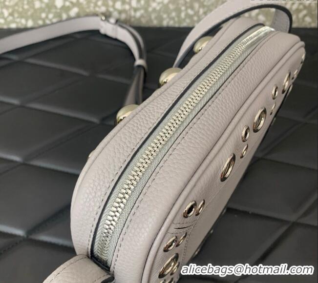 Famous Brand Valentino Nellcote Crossbody Bag in Grainy Calfskin with Ball Studs 6207 Grey 2025