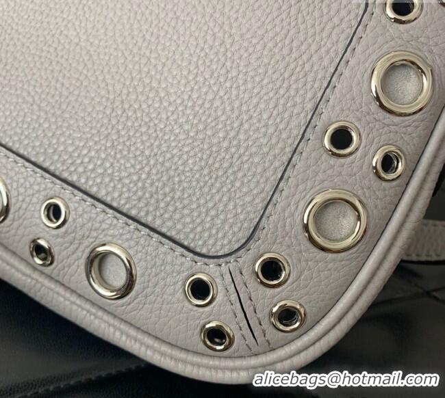Famous Brand Valentino Nellcote Crossbody Bag in Grainy Calfskin with Ball Studs 6207 Grey 2025