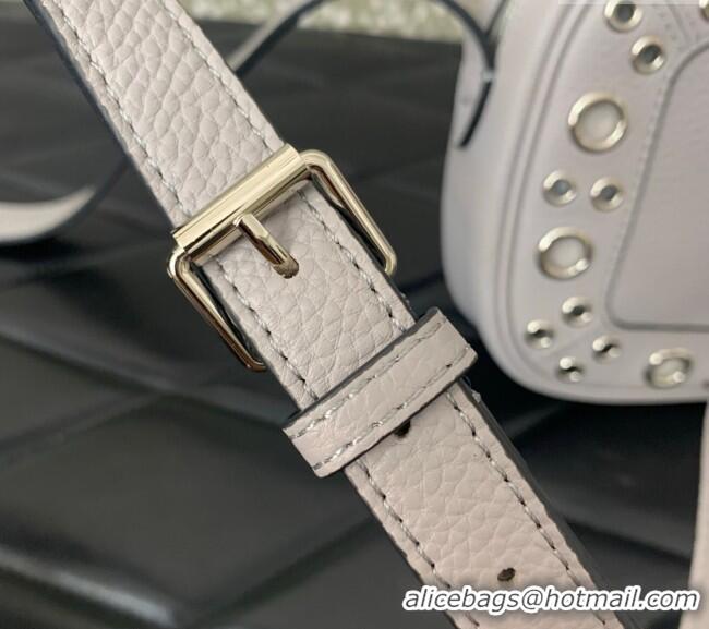 Famous Brand Valentino Nellcote Crossbody Bag in Grainy Calfskin with Ball Studs 6207 Grey 2025