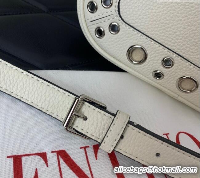 Promotional Valentino Nellcote Crossbody Bag in Grainy Calfskin with Ball Studs 6207 White 2025