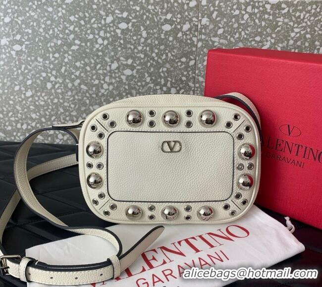 Promotional Valentino Nellcote Crossbody Bag in Grainy Calfskin with Ball Studs 6207 White 2025