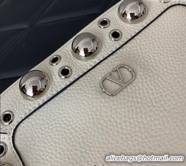 Promotional Valentino Nellcote Crossbody Bag in Grainy Calfskin with Ball Studs 6207 White 2025