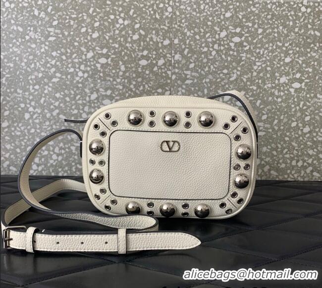 Promotional Valentino Nellcote Crossbody Bag in Grainy Calfskin with Ball Studs 6207 White 2025