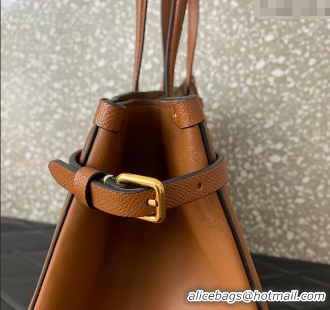 Pretty Style Valentino Antibes Medium Shopping Bag in Calfskin with Slide Buckles 6220L Brown 2025