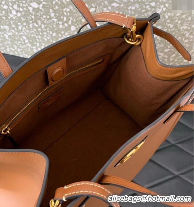Pretty Style Valentino Antibes Medium Shopping Bag in Calfskin with Slide Buckles 6220L Brown 2025
