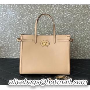 Big Discount Valentino Antibes Medium Shopping Bag in Calfskin with Slide Buckles 6220L Nude 2025
