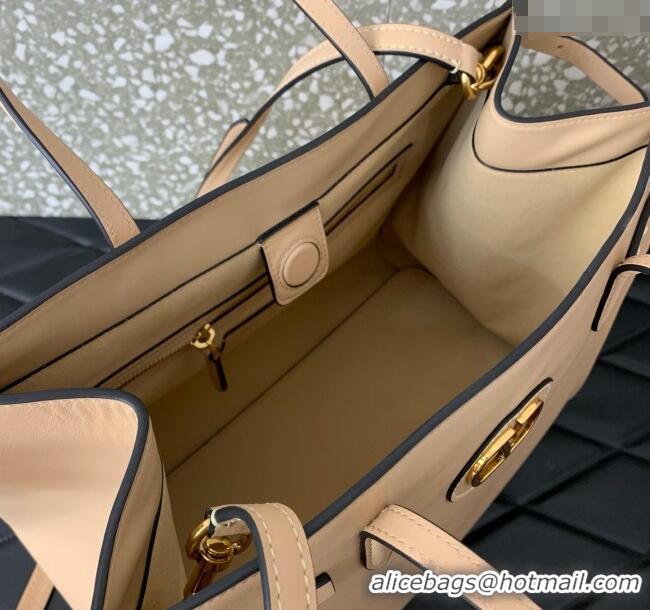 Big Discount Valentino Antibes Medium Shopping Bag in Calfskin with Slide Buckles 6220L Nude 2025