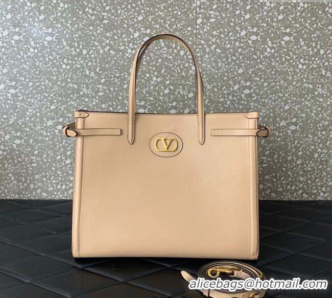 Big Discount Valentino Antibes Medium Shopping Bag in Calfskin with Slide Buckles 6220L Nude 2025