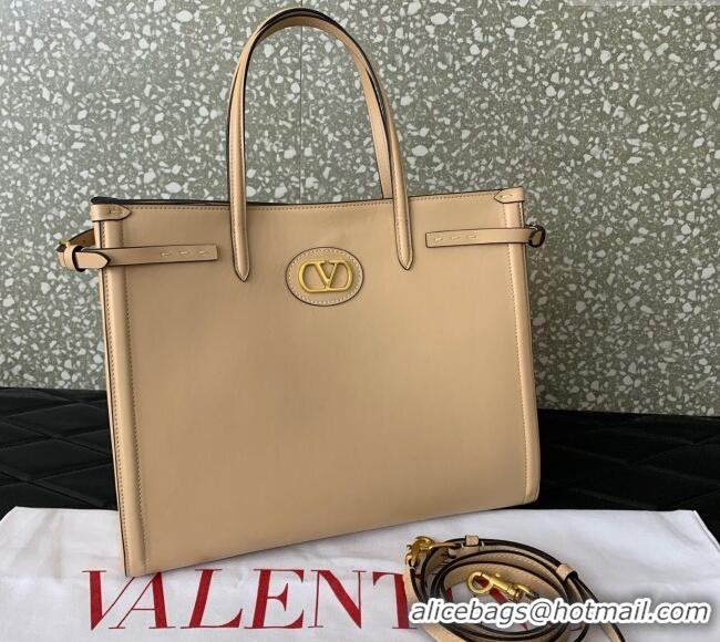 Big Discount Valentino Antibes Medium Shopping Bag in Calfskin with Slide Buckles 6220L Nude 2025