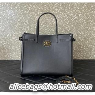 Buy Fashionable Valentino Antibes Medium Shopping Bag in Calfskin with Slide Buckles 6220L Black 2025