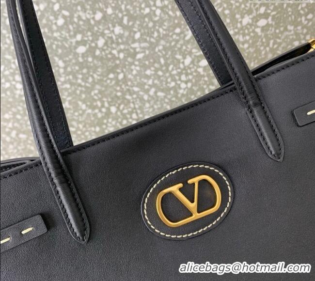 Buy Fashionable Valentino Antibes Medium Shopping Bag in Calfskin with Slide Buckles 6220L Black 2025