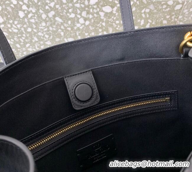 Buy Fashionable Valentino Antibes Medium Shopping Bag in Calfskin with Slide Buckles 6220L Black 2025