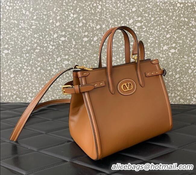 Top Quality Valentino Antibes Small Shopping Bag in Calfskin with Slide Buckles 6220S Brown 2025
