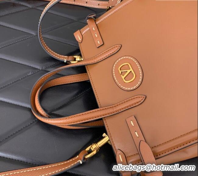 Top Quality Valentino Antibes Small Shopping Bag in Calfskin with Slide Buckles 6220S Brown 2025