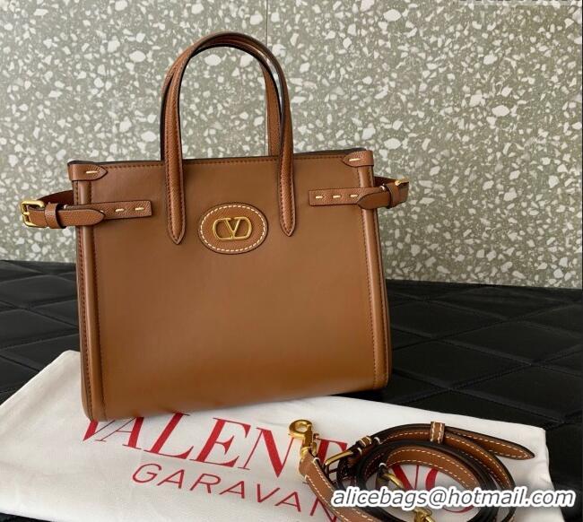 Top Quality Valentino Antibes Small Shopping Bag in Calfskin with Slide Buckles 6220S Brown 2025