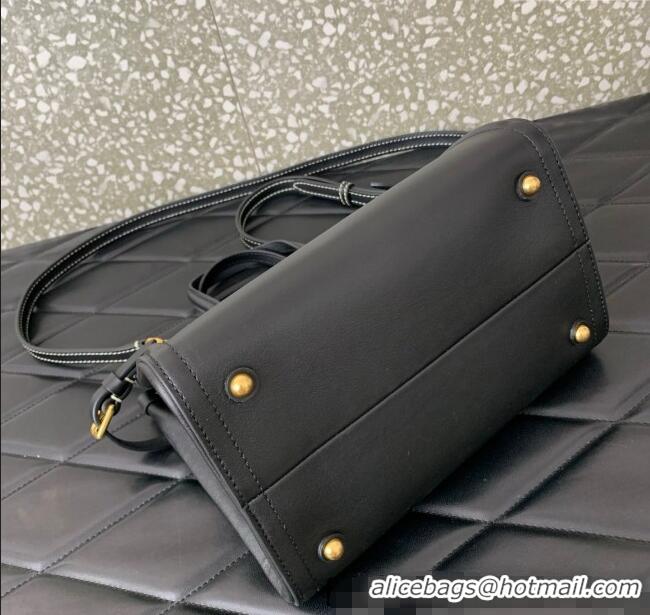 Top Grade Valentino Antibes Small Shopping Bag in Calfskin with Slide Buckles 6220S Black 2025