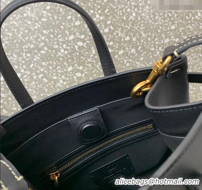Top Grade Valentino Antibes Small Shopping Bag in Calfskin with Slide Buckles 6220S Black 2025