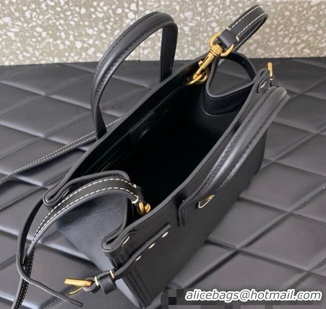 Top Grade Valentino Antibes Small Shopping Bag in Calfskin with Slide Buckles 6220S Black 2025