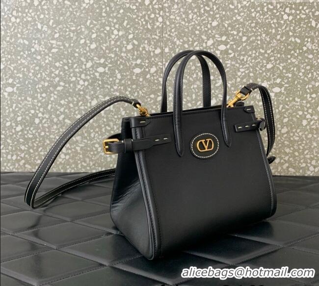 Top Grade Valentino Antibes Small Shopping Bag in Calfskin with Slide Buckles 6220S Black 2025