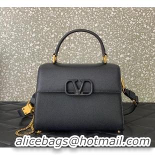 Most Popular Valentino Medium VSLING Grainy Calfskin Handbag 2828 Black 2025