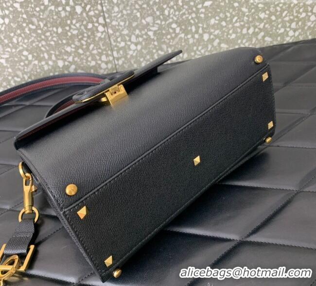 Most Popular Valentino Medium VSLING Grainy Calfskin Handbag 2828 Black 2025