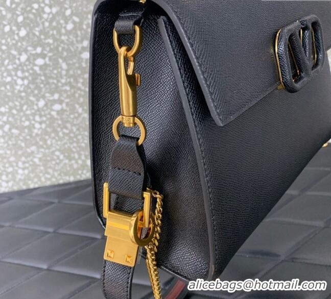 Most Popular Valentino Medium VSLING Grainy Calfskin Handbag 2828 Black 2025