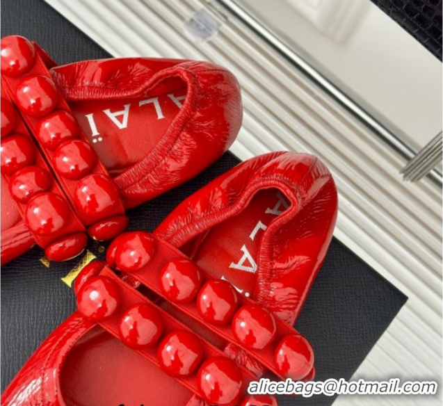 Pretty Style Alaia Sphere Ballet Flats in Patent Leather with Double Strap Red AL100808 1008045