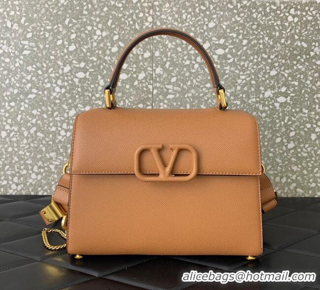 Big Discount Valentino Medium VSLING Grainy Calfskin Handbag 2828 Apricot 2025