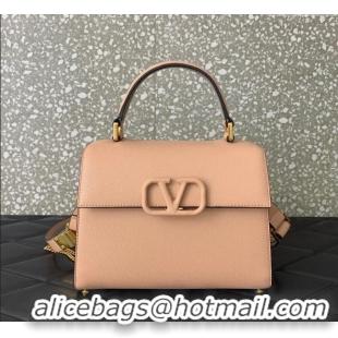 Famous Brand Valentino Medium VSLING Grainy Calfskin Handbag 2828 Light Pink 2025