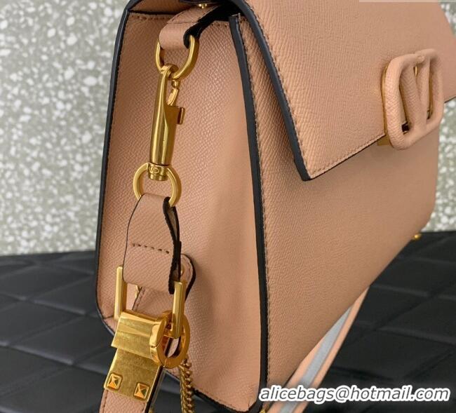 Famous Brand Valentino Medium VSLING Grainy Calfskin Handbag 2828 Light Pink 2025