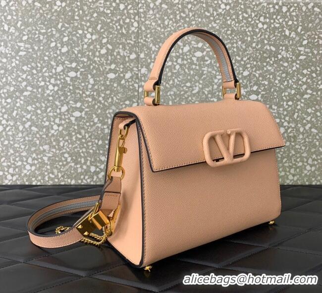 Famous Brand Valentino Medium VSLING Grainy Calfskin Handbag 2828 Light Pink 2025