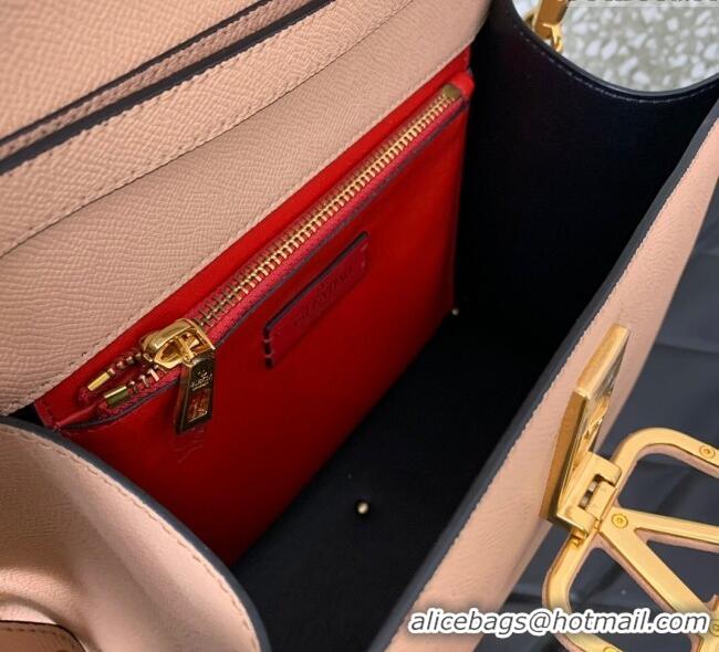 Famous Brand Valentino Medium VSLING Grainy Calfskin Handbag 2828 Light Pink 2025