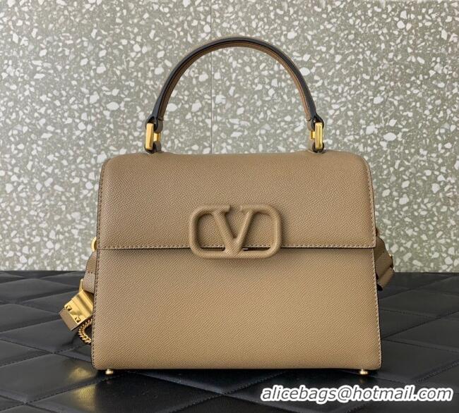 Good Taste Valentino Medium VSLING Grainy Calfskin Handbag 2828 Khaki 2025