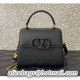 Promotional Valentino Small VSLING Grainy Calfskin Handbag 2727 Black 2025
