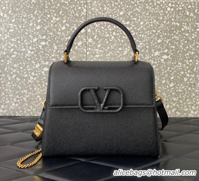 Promotional Valentino Small VSLING Grainy Calfskin Handbag 2727 Black 2025