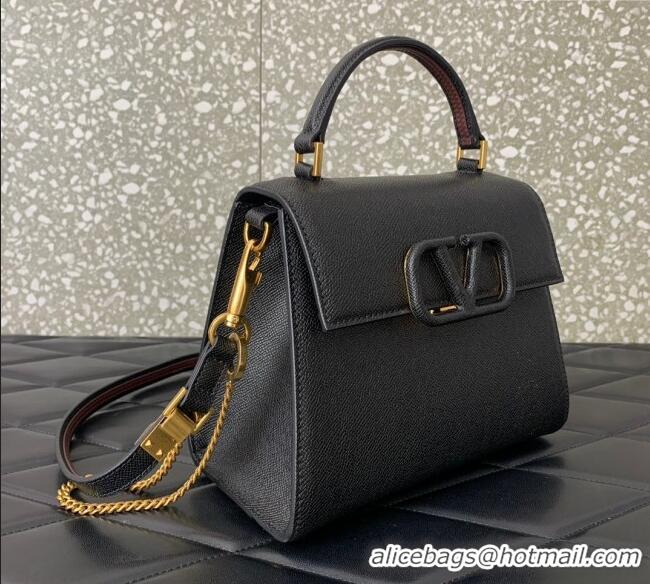 Promotional Valentino Small VSLING Grainy Calfskin Handbag 2727 Black 2025