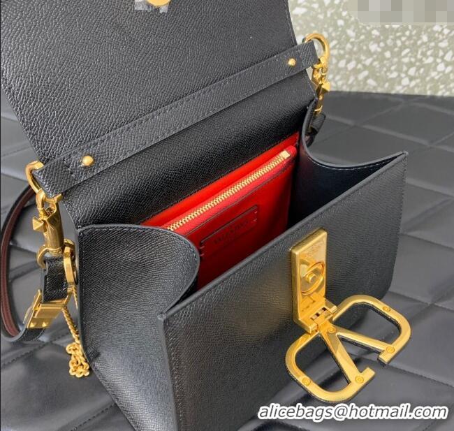 Promotional Valentino Small VSLING Grainy Calfskin Handbag 2727 Black 2025