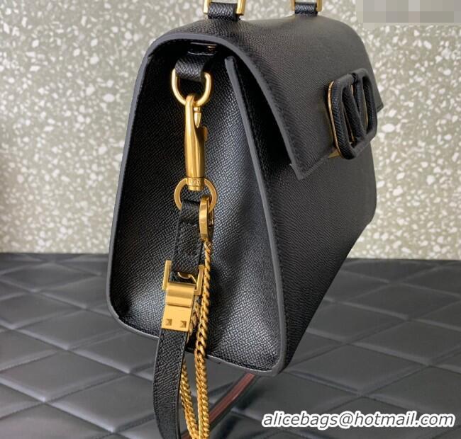 Promotional Valentino Small VSLING Grainy Calfskin Handbag 2727 Black 2025