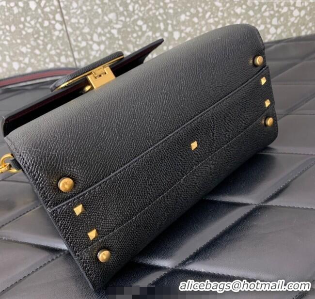 Promotional Valentino Small VSLING Grainy Calfskin Handbag 2727 Black 2025