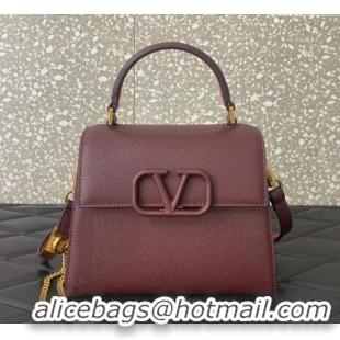 Big Discount Valentino Small VSLING Grainy Calfskin Handbag 2727 Dark Burgundy 2025