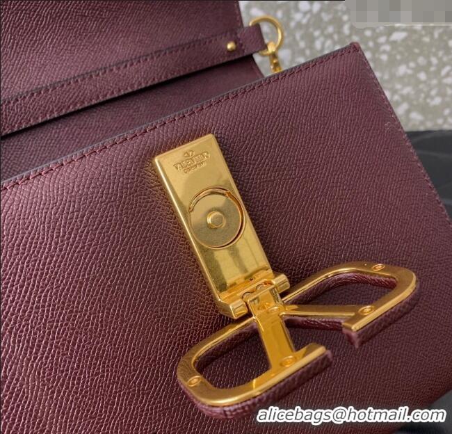 Big Discount Valentino Small VSLING Grainy Calfskin Handbag 2727 Dark Burgundy 2025