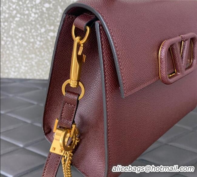 Big Discount Valentino Small VSLING Grainy Calfskin Handbag 2727 Dark Burgundy 2025