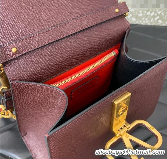 Big Discount Valentino Small VSLING Grainy Calfskin Handbag 2727 Dark Burgundy 2025