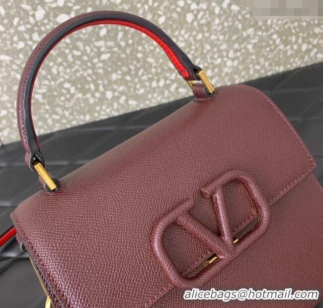 Big Discount Valentino Small VSLING Grainy Calfskin Handbag 2727 Dark Burgundy 2025