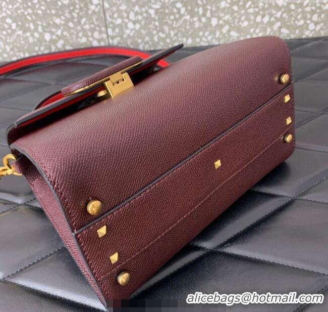 Big Discount Valentino Small VSLING Grainy Calfskin Handbag 2727 Dark Burgundy 2025