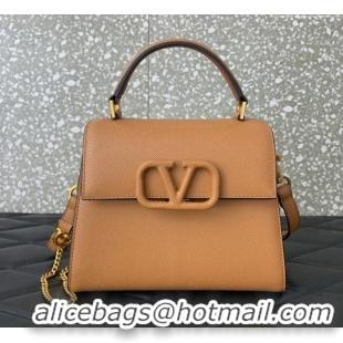 Good Quality Valentino Small VSLING Grainy Calfskin Handbag 2727 Apricot 2025