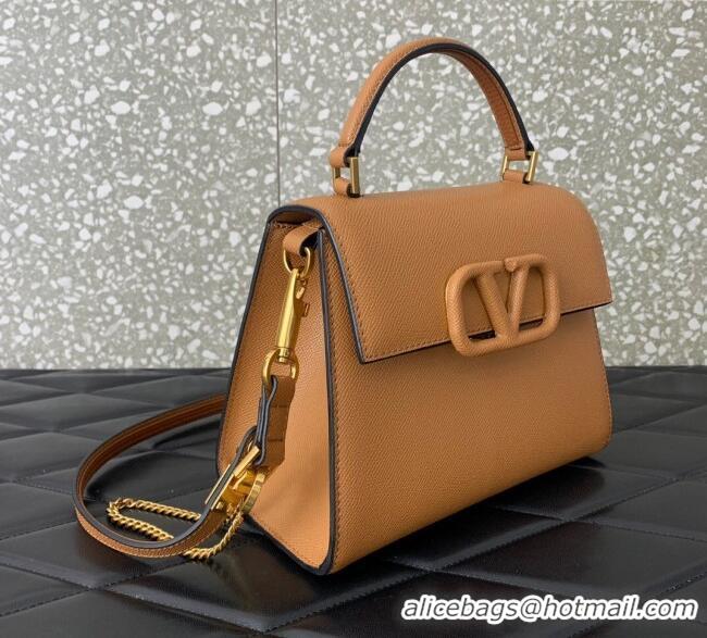 Good Quality Valentino Small VSLING Grainy Calfskin Handbag 2727 Apricot 2025