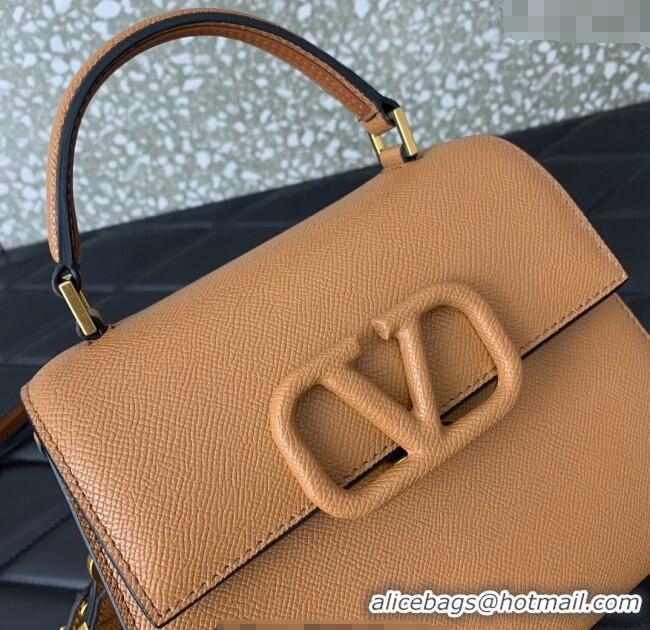 Good Quality Valentino Small VSLING Grainy Calfskin Handbag 2727 Apricot 2025