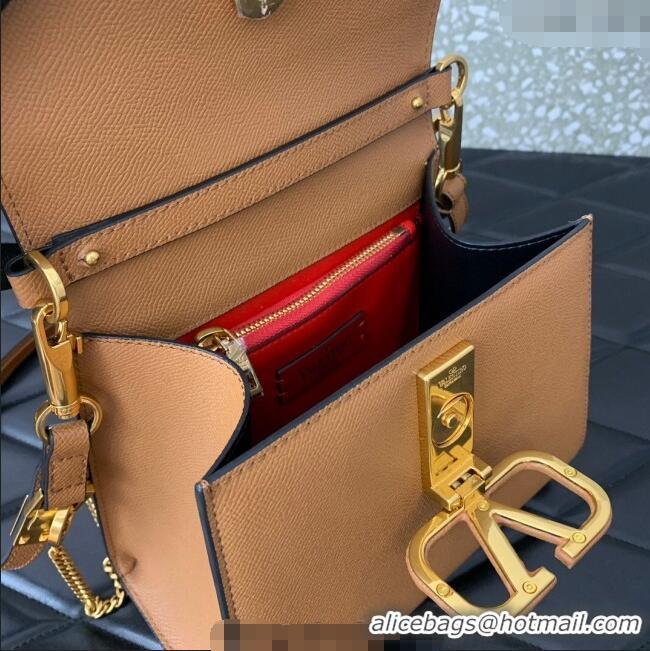 Good Quality Valentino Small VSLING Grainy Calfskin Handbag 2727 Apricot 2025