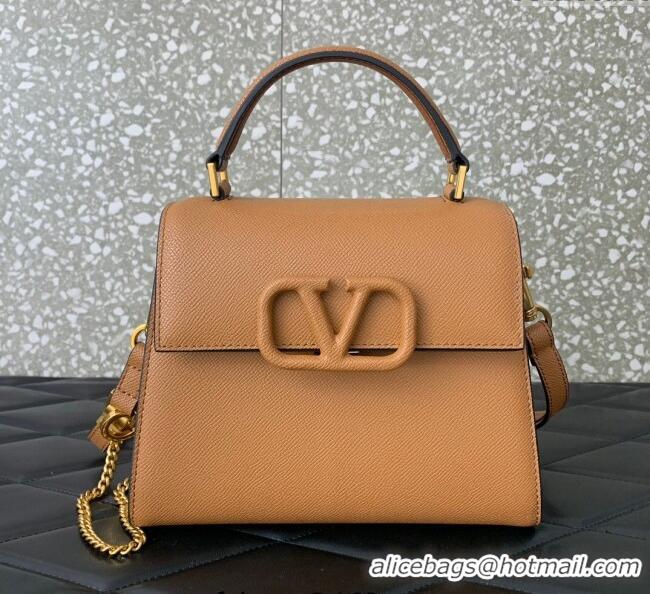 Good Quality Valentino Small VSLING Grainy Calfskin Handbag 2727 Apricot 2025